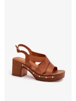 Sandále na podpätku 1081 Brown - Krok vo veľkom štýle