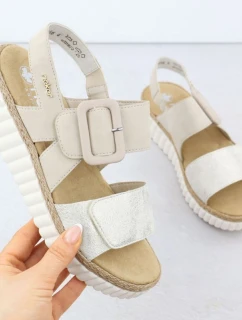 Dámske sandále na podpätku béžové Rieker 69260-60