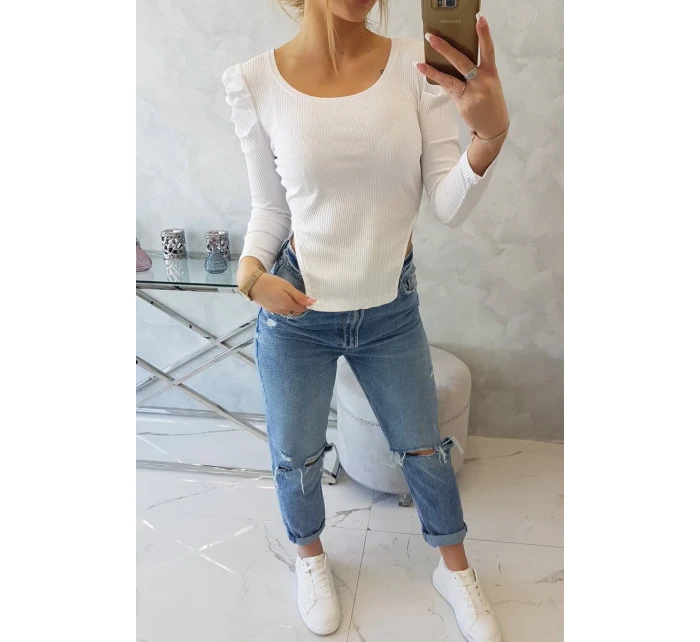 Blúzka s buffovými rukávmi biela