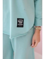 Bavlněná mikina kalhoty set tmavá máta Bavlněná mikina kalhoty set tmavá máta