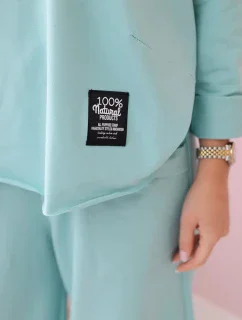 Bavlnená mikina nohavice set tmavá mätová