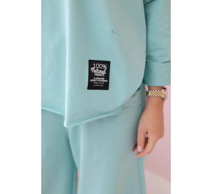 Bavlněná mikina kalhoty set tmavá máta Bavlněná mikina kalhoty set tmavá máta