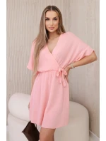 Mušelínové šaty s pasem meruňka