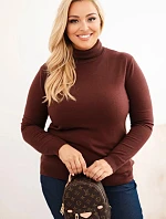 Dámske Plus veľkosť viskózový sveter s klasickým strihom Brown