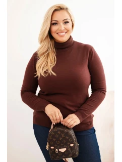 Dámský svetr Plus Size z viskózy model 21321810 střihu hnědý - K-Fashion