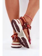 Dámské sandály na suchý zip model 21694713 bordové - D.Franklin