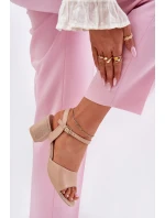 Sandały Damskie Na Słupku Vinceza 20275 Beżowe