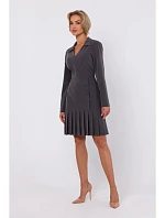 M752 Šaty so skladaným lemom - tmavosivé