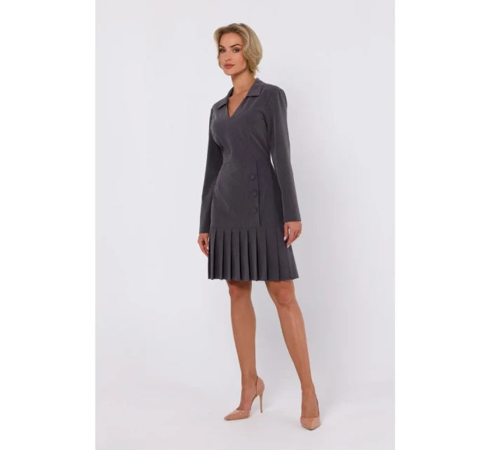 M752 Šaty so skladaným lemom - tmavosivé M752 Šaty so skladaným lemom - tmavosivé