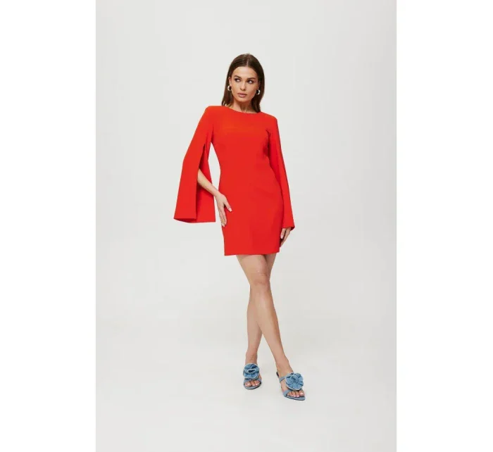 Mini šaty s rukávy červené model 19678762 - Makover