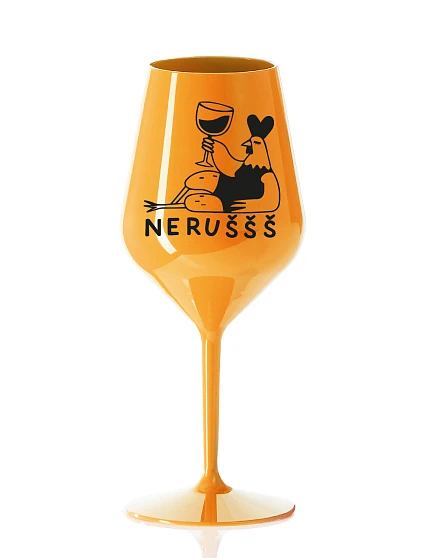 NERUŠŠŠ - oranžový nerozbitný pohár na víno 470 ml