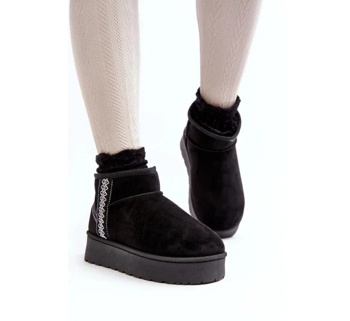 Dámske nízke snežnice 20221-4A black - Módna obuv