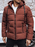 Pánska prešívaná zimná bunda s kapucňou FashionStreet brick TX5062
