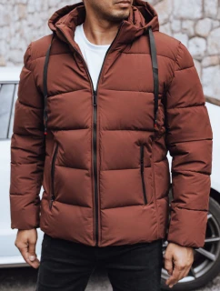 Pánska prešívaná zimná bunda s kapucňou FashionStreet brick TX5062
