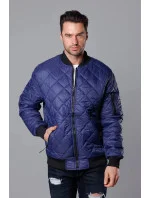 Tmavě modrá prošívaná pánská bunda typu "bomber" model 18344834 - J.STYLE