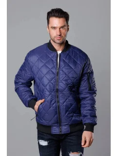 Tmavě modrá prošívaná pánská bunda typu "bomber" model 18344834 - J.STYLE