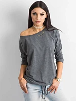 Voľná blúzka so zaväzovaním v spodnej časti tmavosivá (4691)