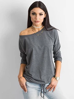 Tmavě šedá volná dámská halenka se zavazováním na spodním model 19552518 - Factory Price
