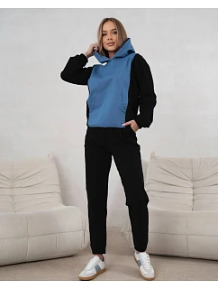 Dámská dvoubarevná tepláková souprava v modré a černé barvě model 22049195 - Moon