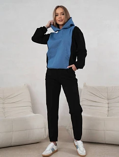 Dámská dvoubarevná tepláková souprava v modré a černé barvě model 22049195 - Moon