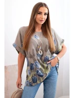 Dámske bavlnené tričko s kvetinovým vzorom fango Dámske bavlnené tričko s kvetinovým vzorom fango