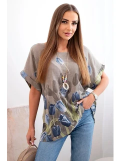 Dámske bavlnené tričko s kvetinovým vzorom fango