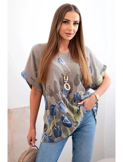 Dámske bavlnené tričko s kvetinovým vzorom fango Dámske bavlnené tričko s kvetinovým vzorom fango