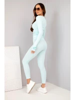 Dámský komplet z pruhované viskózy s dlouhým rukávem a legínami mátový