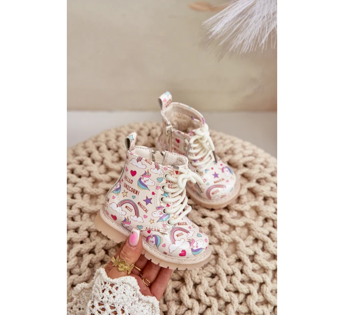 Dětské zateplené boty se zipem béžové model 21678604 - Boto