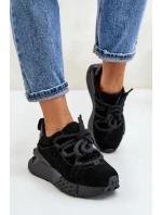 Semišové dámske tenisky na platforme s hrubým šnurovaním Artiker Black Semišové dámske tenisky na platforme s hrubým šnurovaním Artiker Black