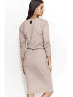 Dámské šaty s volným střihem středně dlouhé model 15042454 Hnědá - Numinou