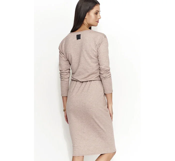 Dámské šaty s volným střihem středně dlouhé model 15042454 Hnědá - Numinou