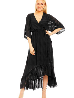 Ľahké dámske šaty s asymetrickou sukňou čierne - Čierna - LULU & LOVE