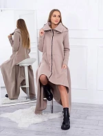 Béžové zateplené šaty s dlhšími bokmi 21756 - Kesi