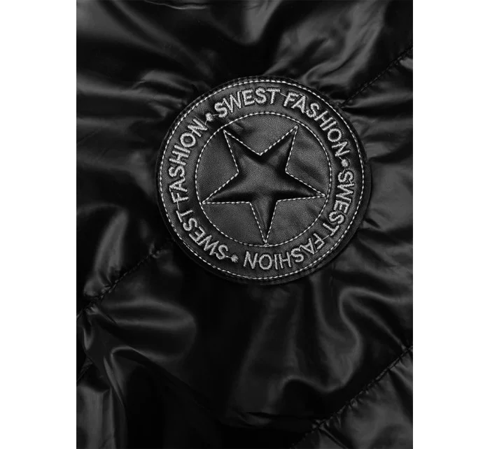 Čierna dámska vesta s asymetrickým zipsom S'West (B8155-1)