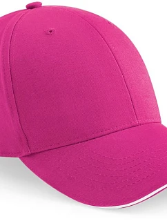 Beechfield B 20 6-panelová sendvičová čiapka „Athleisure“ 53.0020 fuchsiová/biela