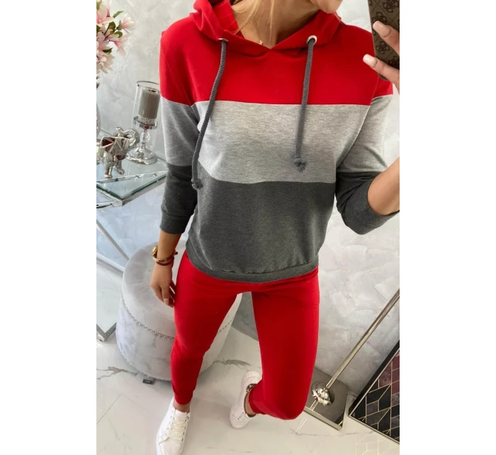 Farebná pruhovaná sada červená+sivá