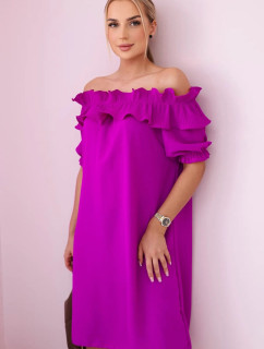 Španělské šaty s ozdobným volánem tmavě fialová