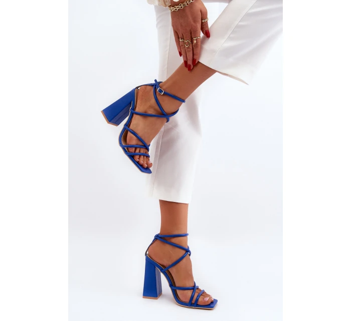 Modne Sandały Na Obcasie Niebieskie Josette