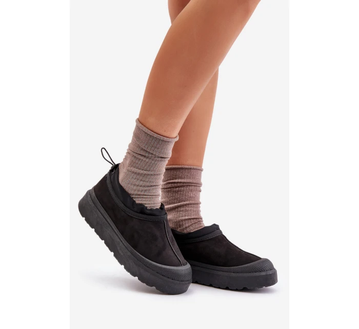 Śniegowce Damskie Na Platformie Z Niską Cholewką Czarne Izamine