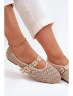 Baleriny Z Plecionką I Paskami Beżowe Partheda Baleriny Z Plecionką I Paskami Beżowe Partheda