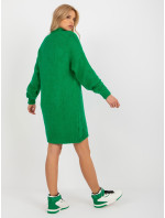 Zelené voľné pletené šaty s rolákom