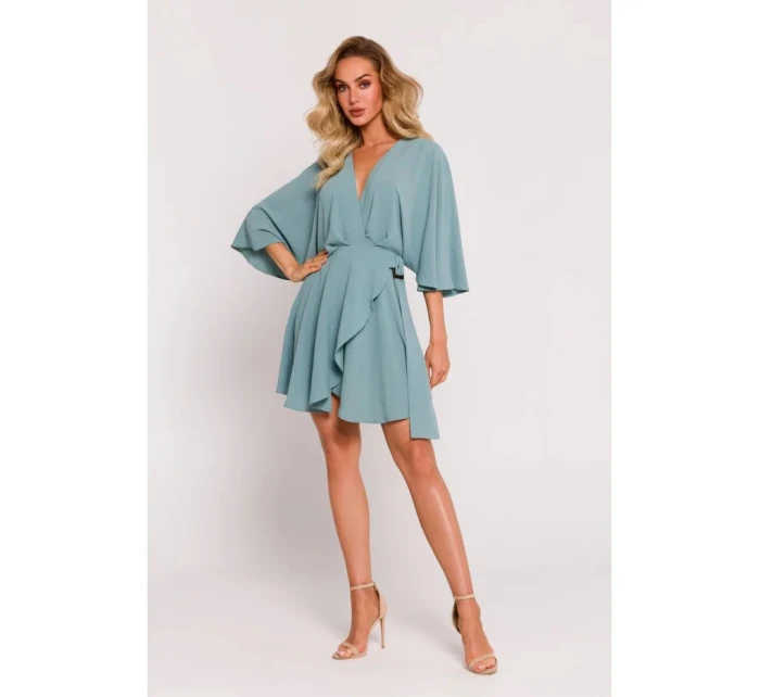 Roztiahnuté mini šaty M785 khaki - Moe