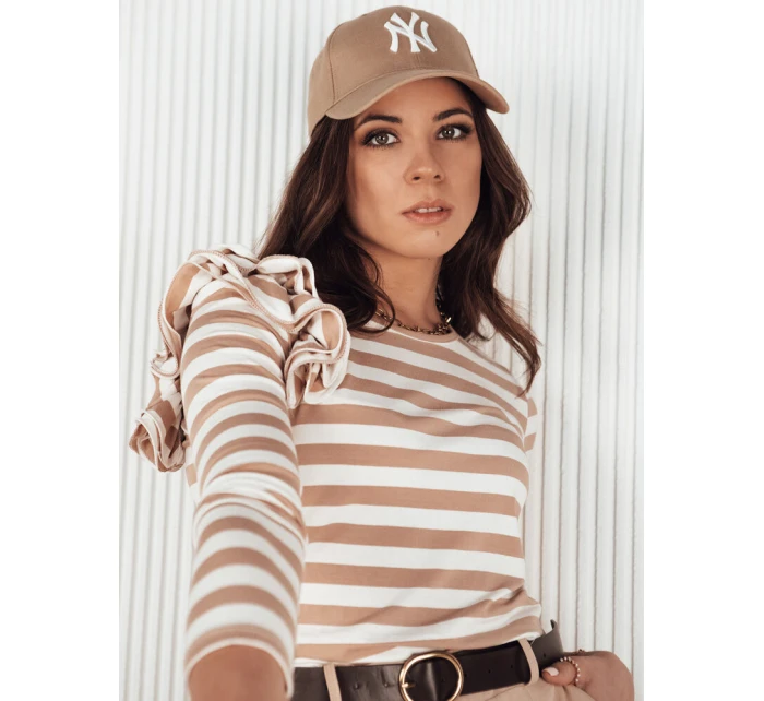 Dámská pruhovaná halenka béžová Dstreet model 21972876 - FashionStreet