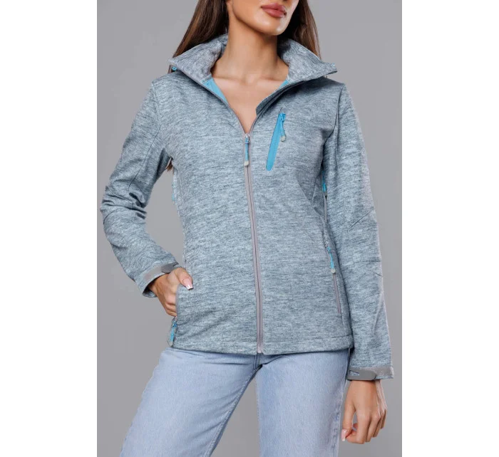 Šedo-svetlo modrá dámska športová bunda typu "softshell" (DW-21605)