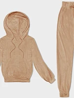 Dámska velúrová tepláková súprava s kapucňou nude (8C1175-160)
