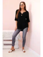 Dámska mušelínová košeľa s gombíkom čierna