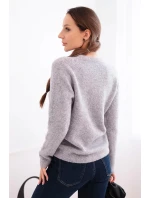 Dámsky detský sveter z alpaky s dlhými rukávmi svetlo sivý