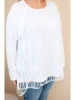 Dámská bavlněná blůza Plus Size s třásněmi bílá