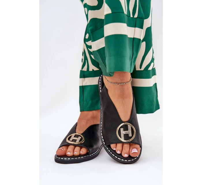 Ploché Elegantní Sandály S Dekorací Černé model 21685756 - Boto